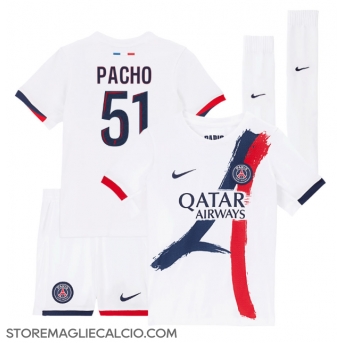 Paris Saint-Germain Willian Pacho #51 Maglia Gara Trasferta Repliche 2024-25 Bambino Maniche Corte